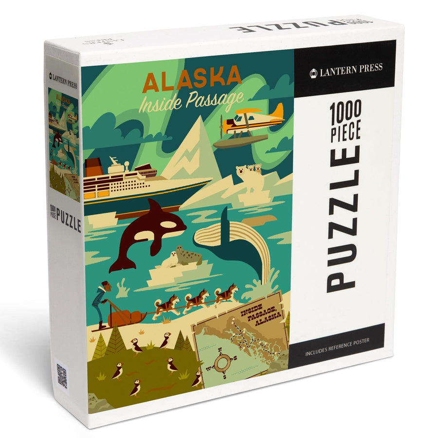 Alaska, Inside Passage, Geometric, Jigsaw Puzzle Puzzle Lantern Press 