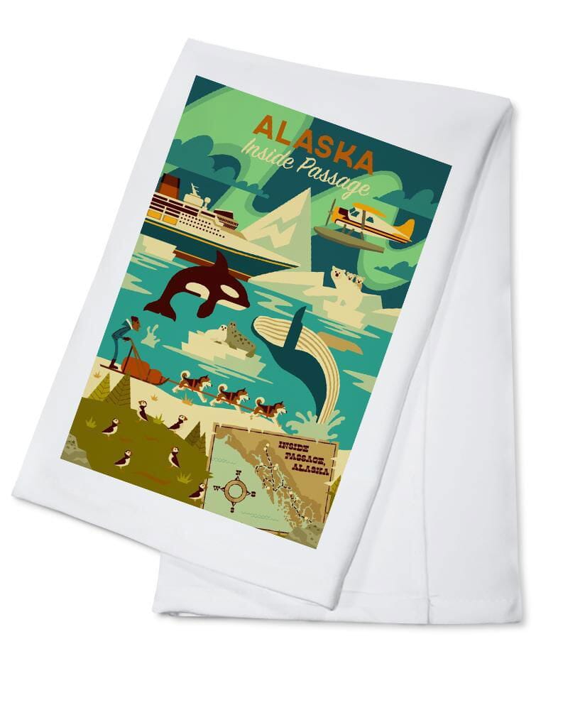 Alaska, Inside Passage, Geometric, Lantern Press Artwork, Towels and Aprons Kitchen Lantern Press 