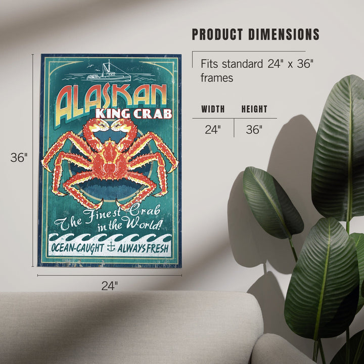 Alaska King Crab Vintage Sign, Art & Giclee Prints Art Lantern Press 