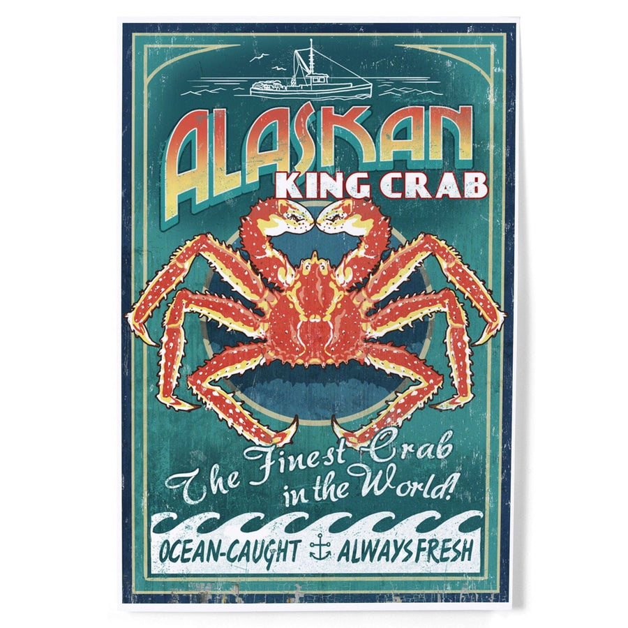 Alaska King Crab Vintage Sign, Art & Giclee Prints Art Lantern Press 