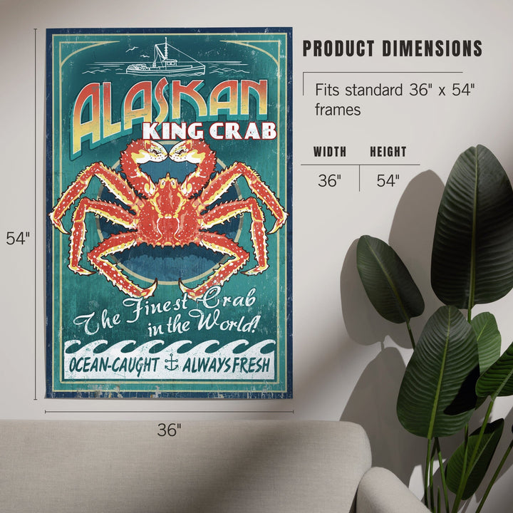 Alaska King Crab Vintage Sign, Art & Giclee Prints Art Lantern Press 