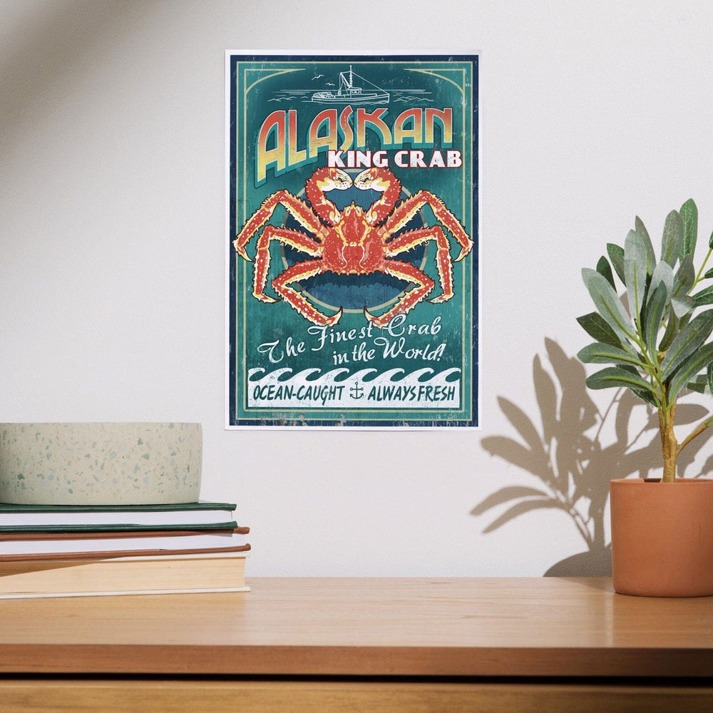 Alaska King Crab Vintage Sign, Art & Giclee Prints Art Lantern Press 