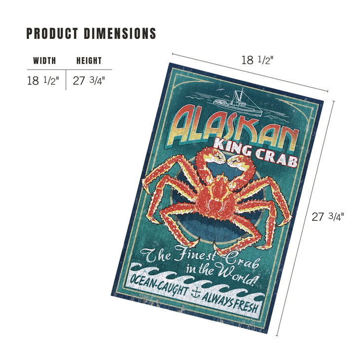 Alaska King Crab Vintage Sign, Jigsaw Puzzle Puzzle Lantern Press 