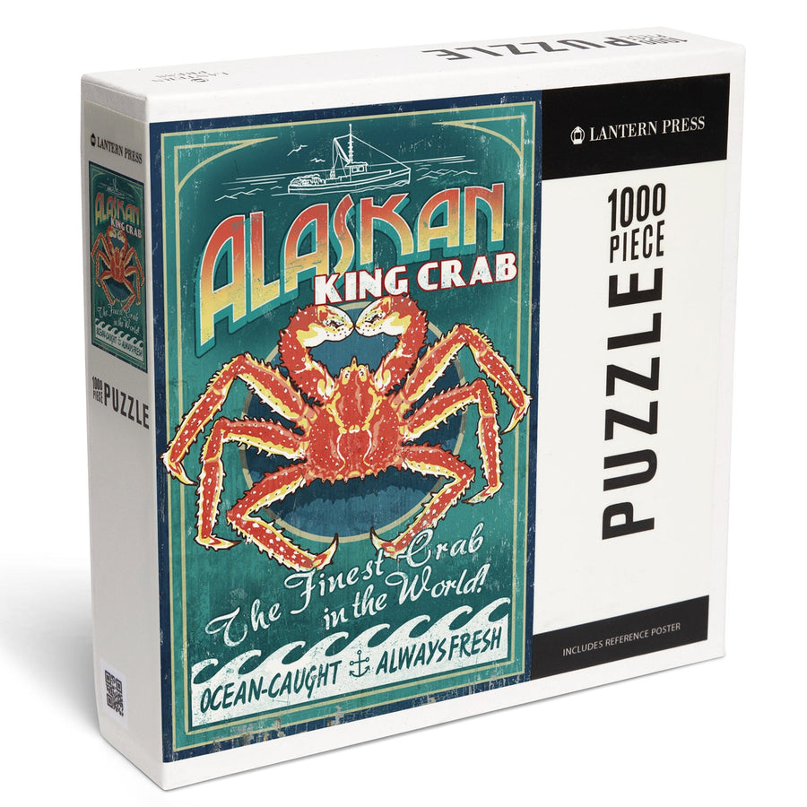 Alaska King Crab Vintage Sign, Jigsaw Puzzle Puzzle Lantern Press 