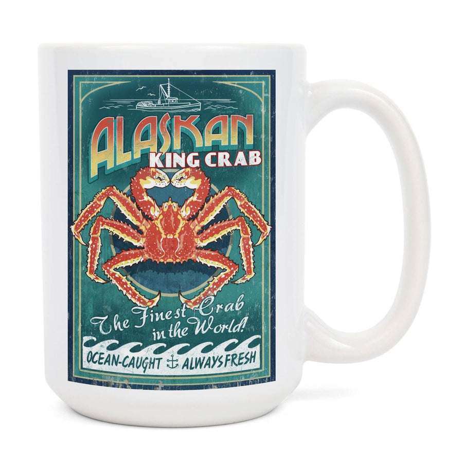 Alaska King Crab Vintage Sign, Lantern Press Artwork, Ceramic Mug Mugs Lantern Press 