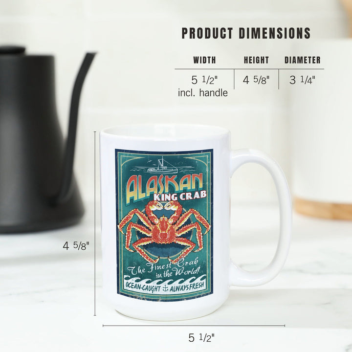 Alaska King Crab Vintage Sign, Lantern Press Artwork, Ceramic Mug Mugs Lantern Press 