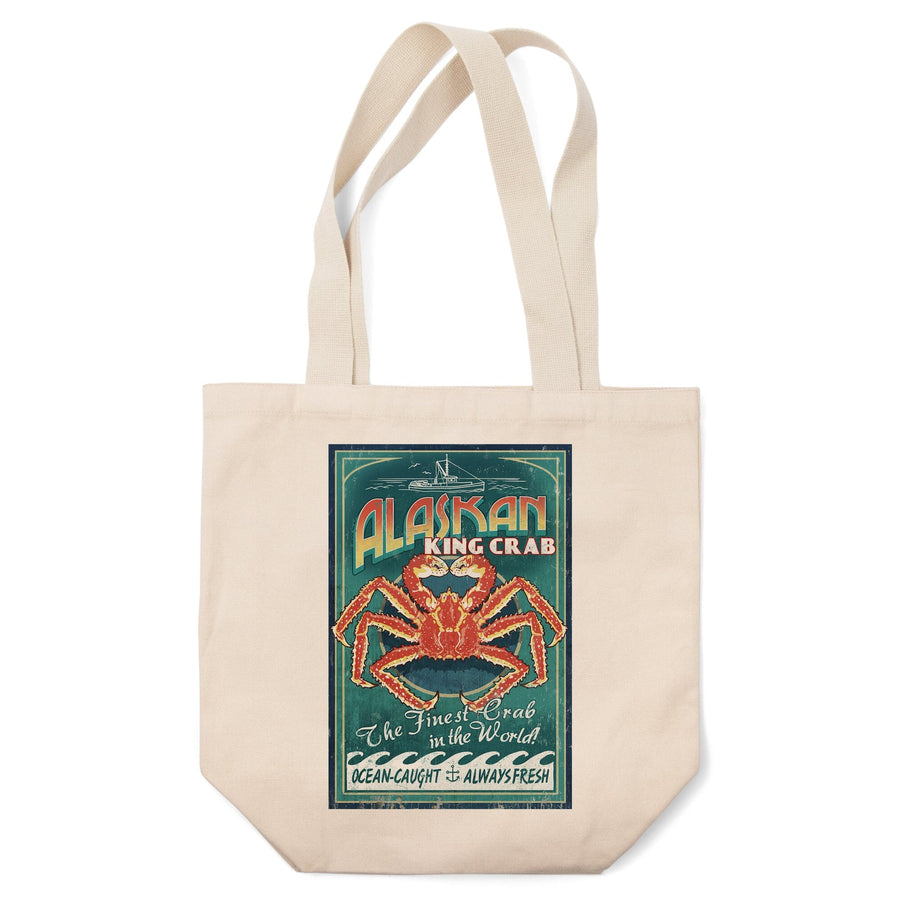 Alaska King Crab Vintage Sign, Lantern Press Artwork, Tote Bag Totes Lantern Press 