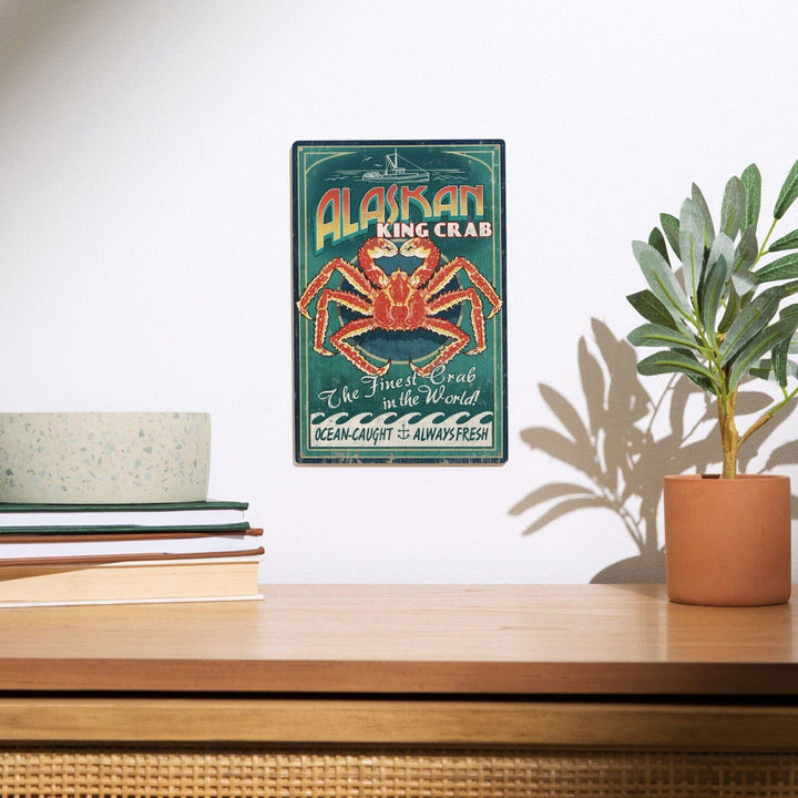 Alaska King Crab Vintage Sign, Lantern Press Artwork, Wood Signs and Postcards Wood Lantern Press 