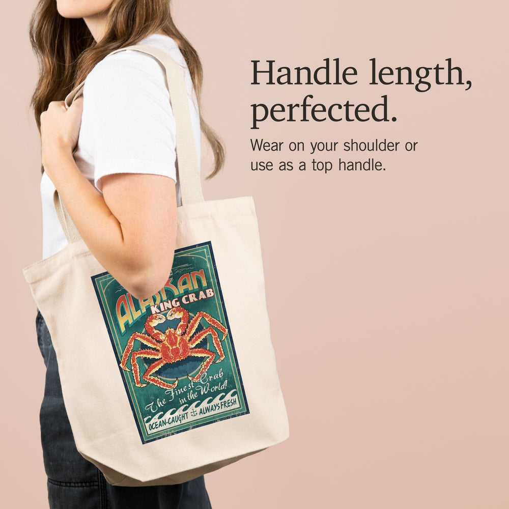 Alaska King Crab Vintage Sign, Tote Bag Totes Lantern Press 