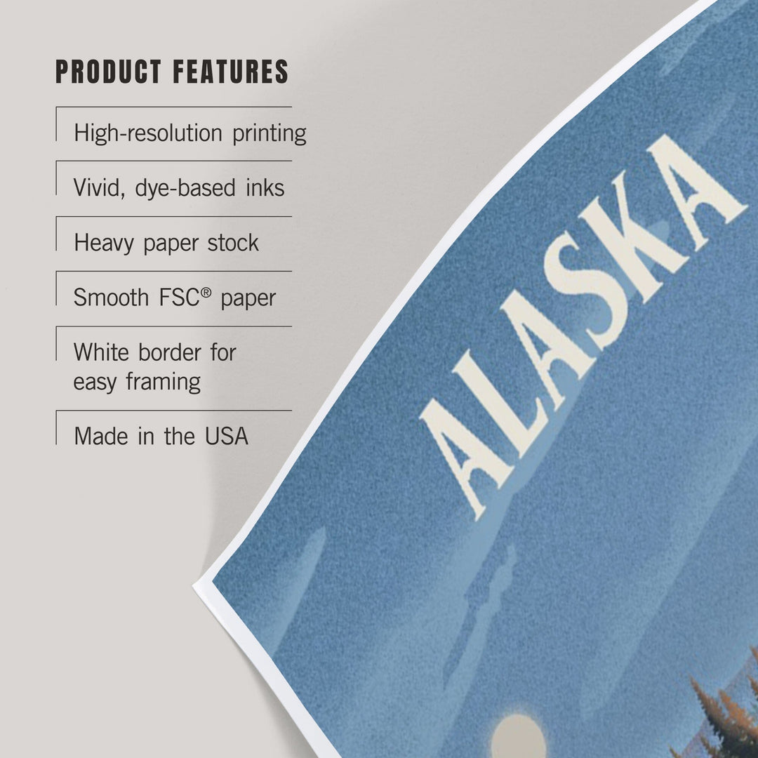Alaska, Lithograph, Reflection Pond and Bull Moose, Art & Giclee Prints Art Lantern Press 