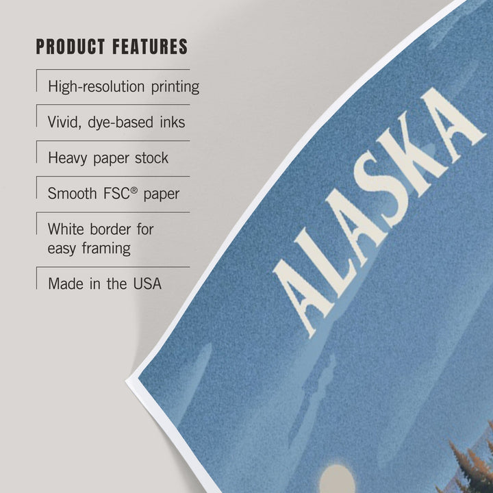 Alaska, Lithograph, Reflection Pond and Bull Moose, Art & Giclee Prints Art Lantern Press 