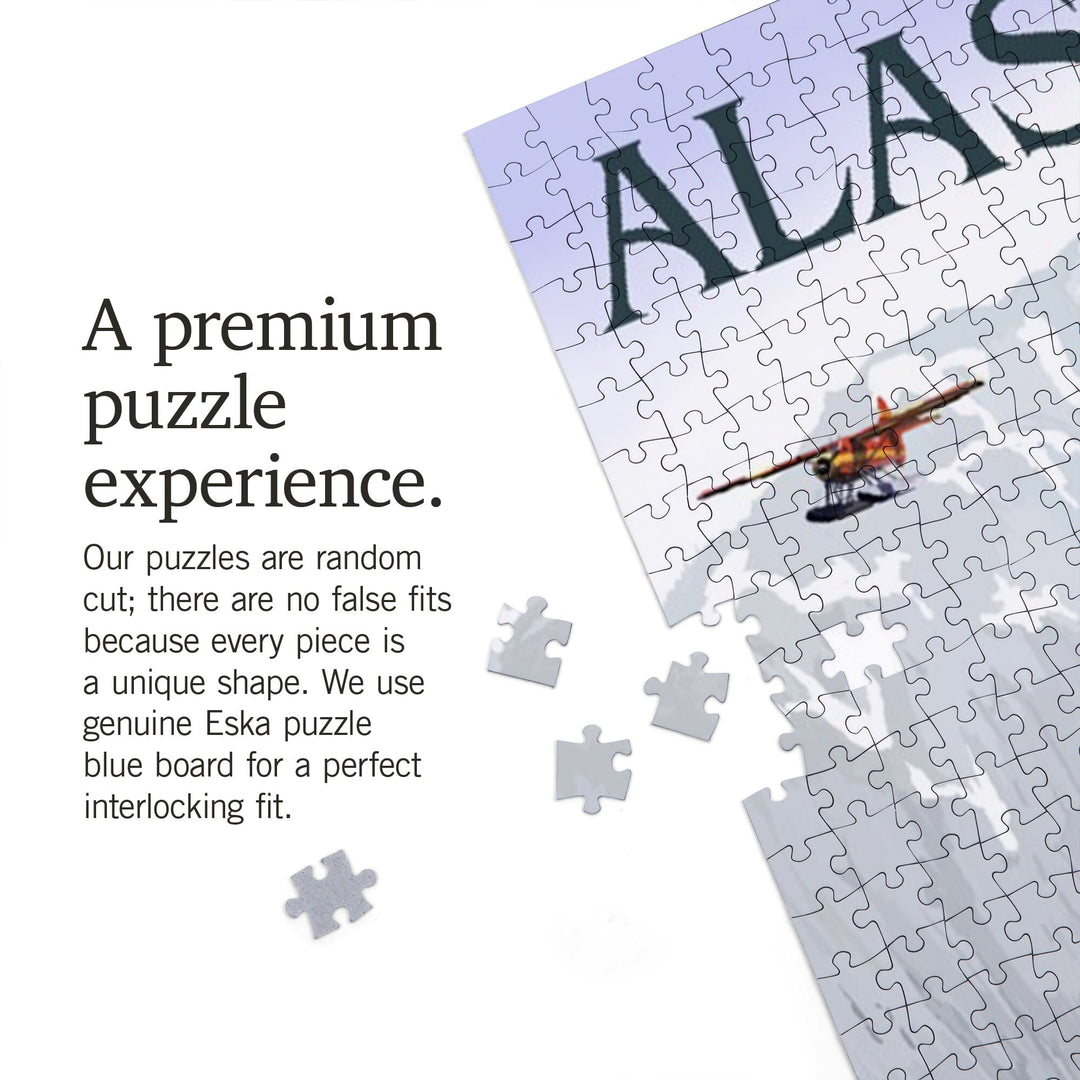 Alaska, Misty Fjords and Float Plane, Jigsaw Puzzle Puzzle Lantern Press 