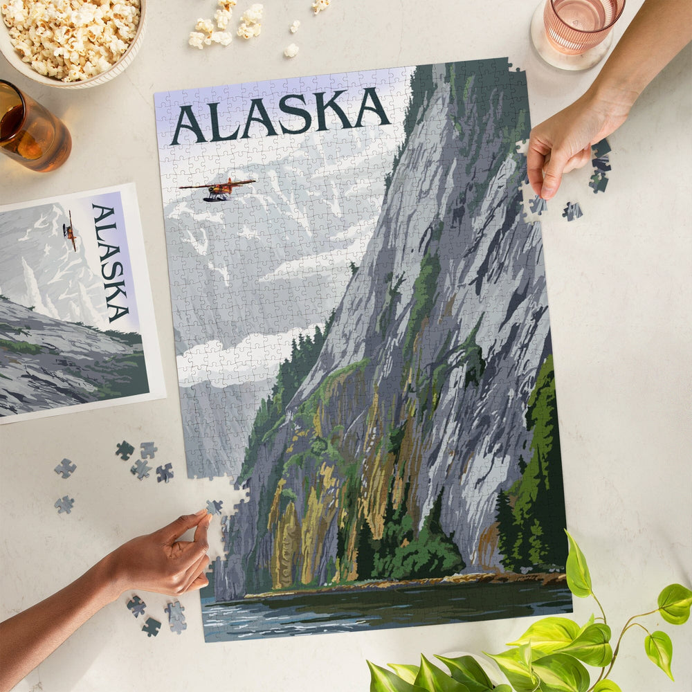 Alaska, Misty Fjords and Float Plane, Jigsaw Puzzle Puzzle Lantern Press 