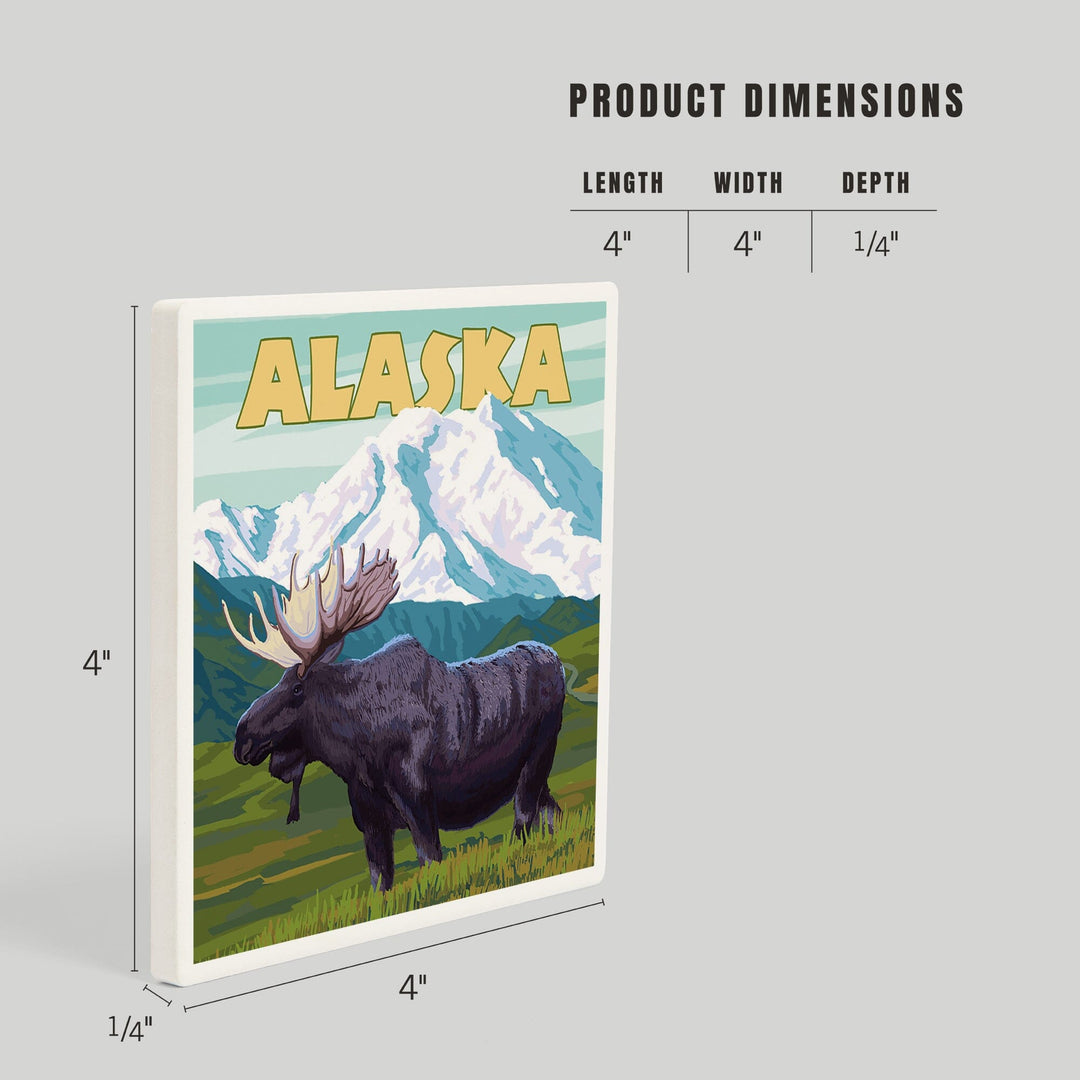 Alaska, Moose and Mountain, Coasters Coasters Lantern Press 
