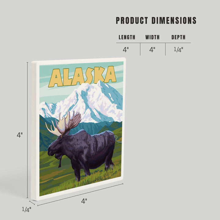 Alaska, Moose and Mountain, Coasters Coasters Lantern Press 