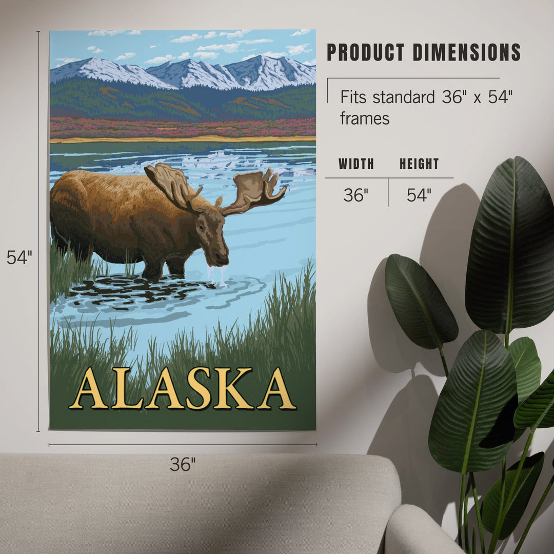 Alaska, Moose in Water, Art & Giclee Prints Art Lantern Press 