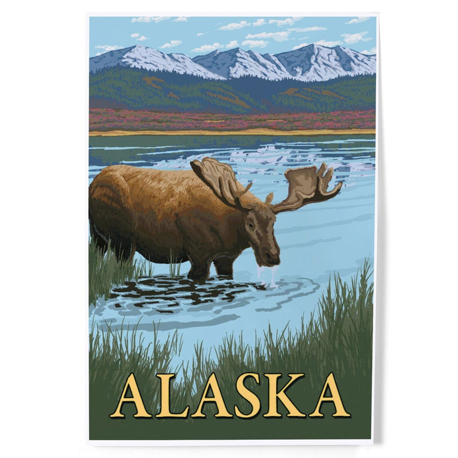 Alaska, Moose in Water, Art & Giclee Prints Art Lantern Press 