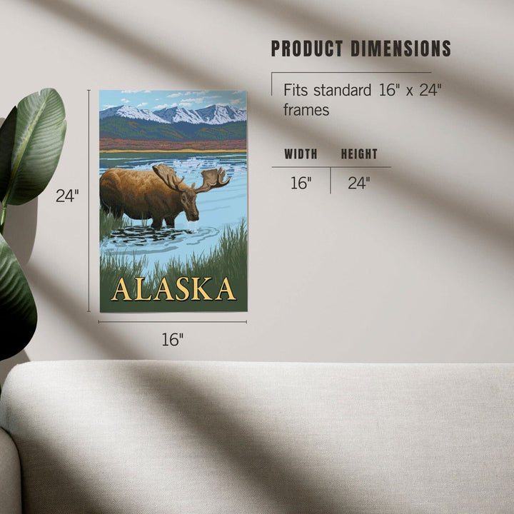 Alaska, Moose in Water, Art & Giclee Prints Art Lantern Press 