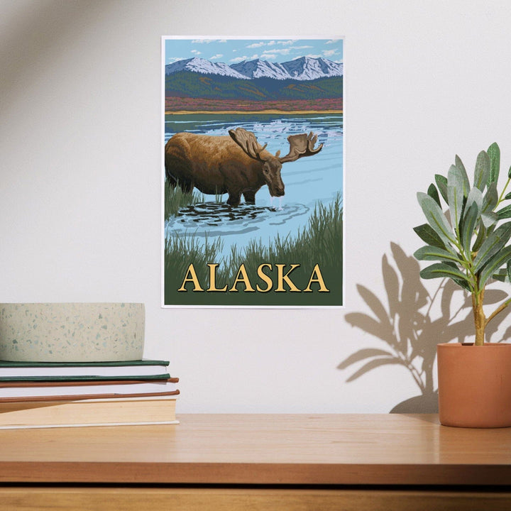 Alaska, Moose in Water, Art & Giclee Prints Art Lantern Press 