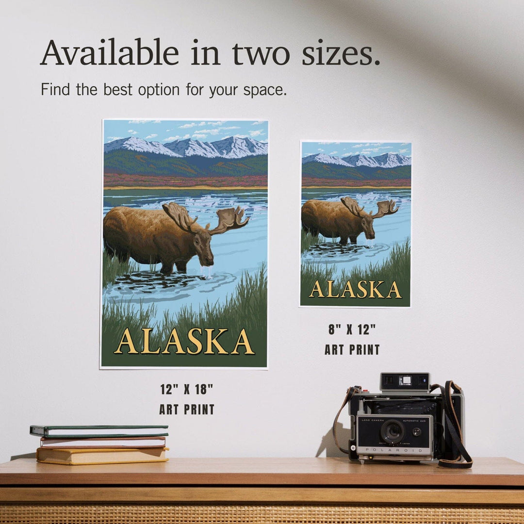 Alaska, Moose in Water, Art & Giclee Prints Art Lantern Press 