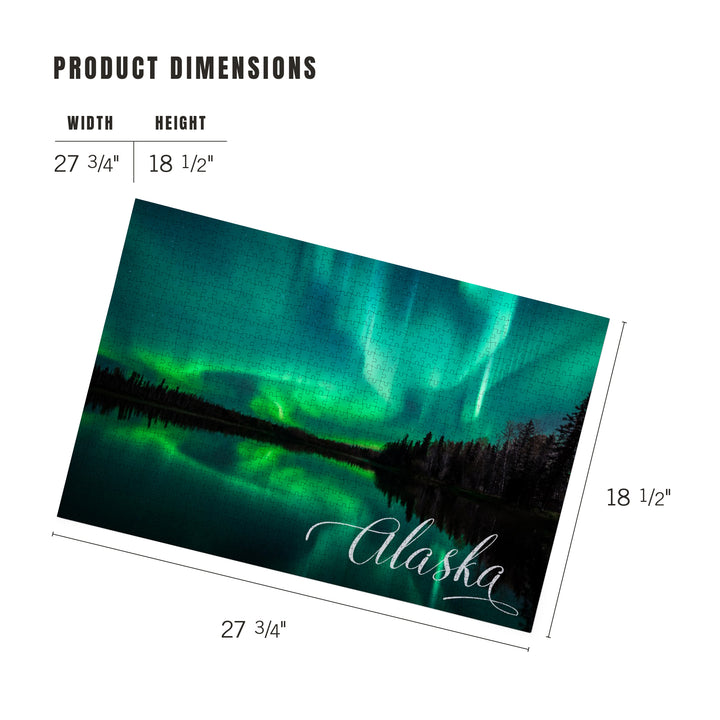 Alaska, Northern Lights Over Lake, Jigsaw Puzzle Puzzle Lantern Press 