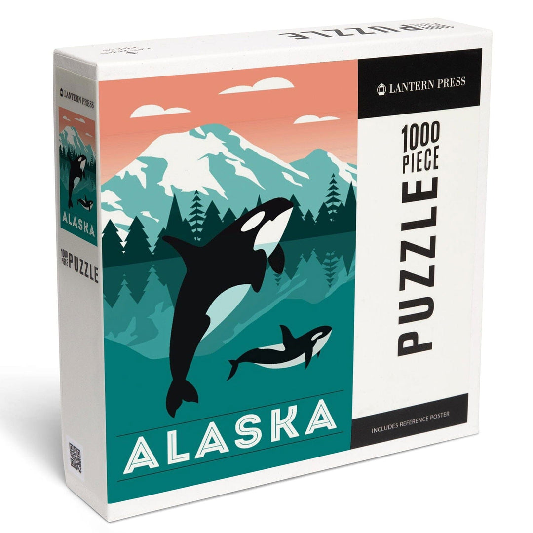 Alaska, Orca Whale and Calf, Jigsaw Puzzle Puzzle Lantern Press 