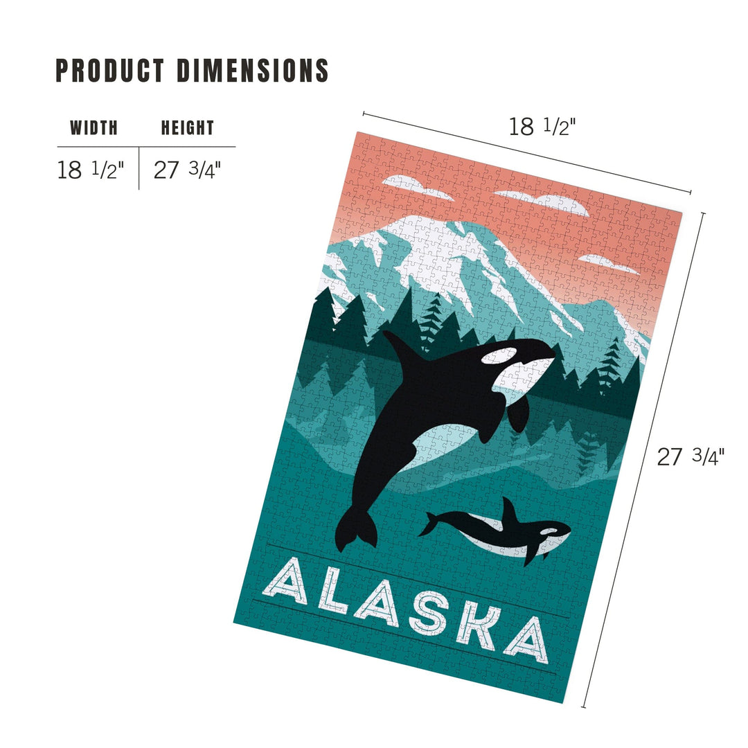 Alaska, Orca Whale and Calf, Jigsaw Puzzle Puzzle Lantern Press 