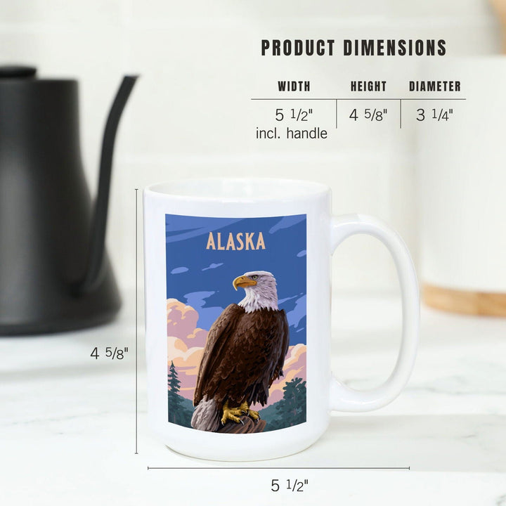 Alaska, Painterly, Bald Eagle, Ceramic Mug Mugs Lantern Press 