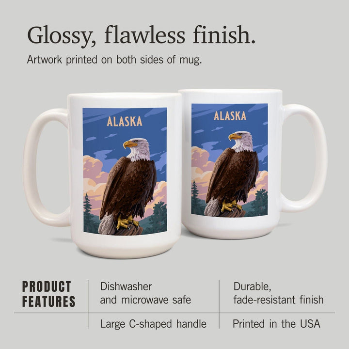 Alaska, Painterly, Bald Eagle, Ceramic Mug Mugs Lantern Press 