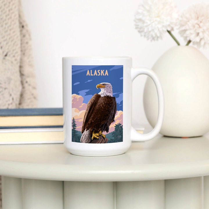 Alaska, Painterly, Bald Eagle, Ceramic Mug Mugs Lantern Press 