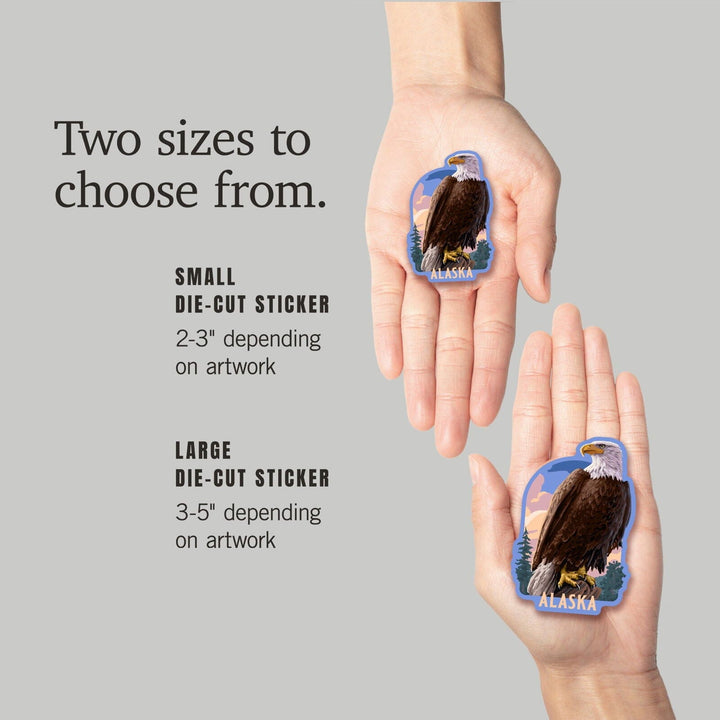 Alaska, Painterly, Bald Eagle, Contour, Vinyl Sticker Sticker Lantern Press 