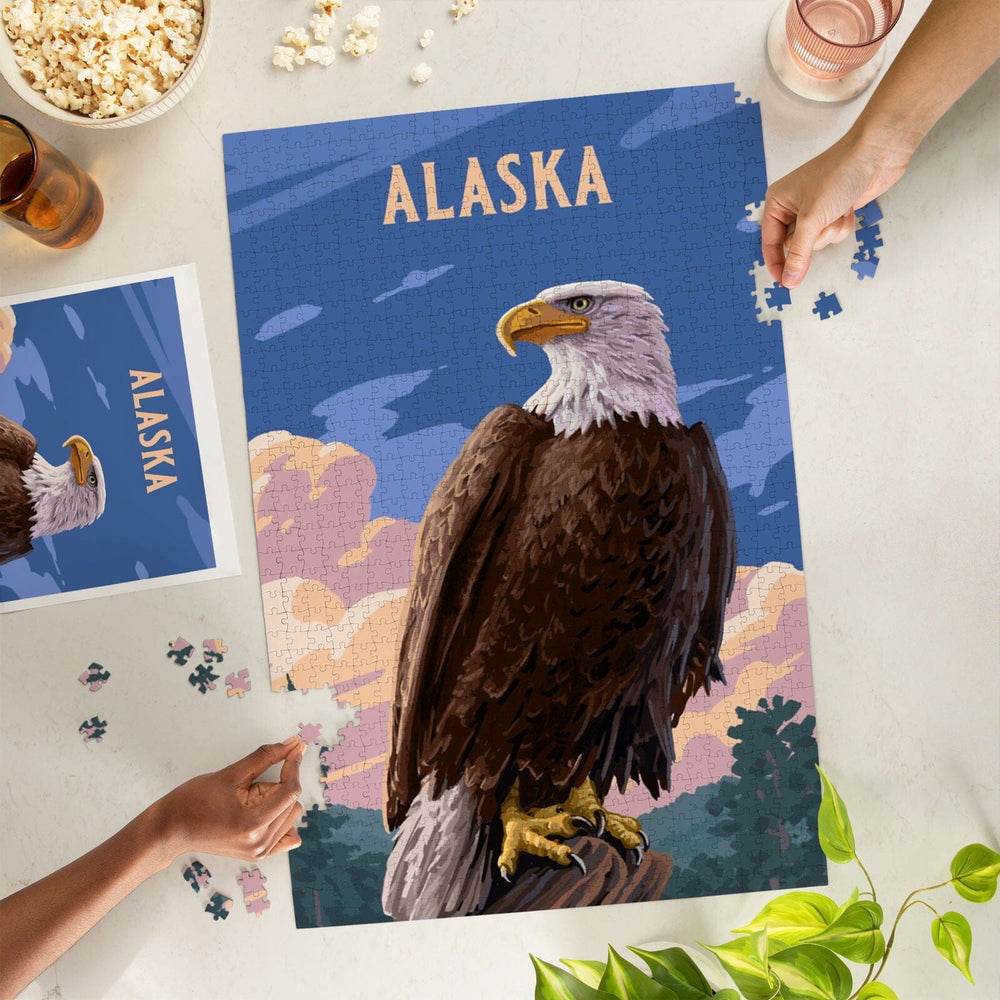 Alaska, Painterly, Bald Eagle, Jigsaw Puzzle Puzzle Lantern Press 