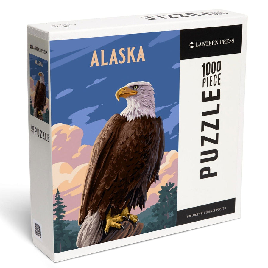 Alaska, Painterly, Bald Eagle, Jigsaw Puzzle Puzzle Lantern Press 