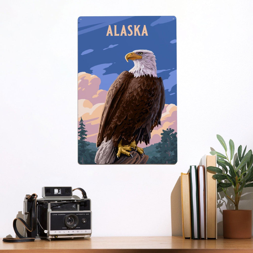 Alaska, Painterly, Bald Eagle, Metal Signs Metal Lantern Press 