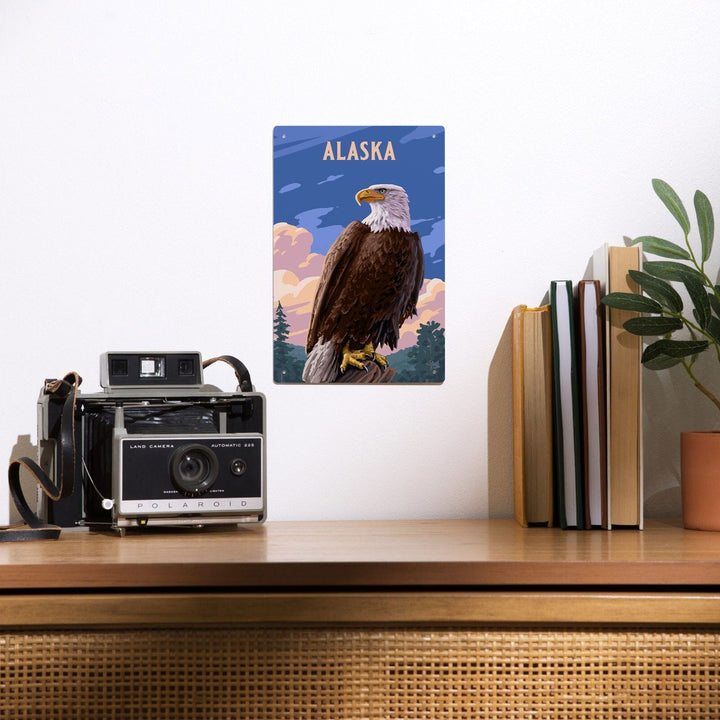 Alaska, Painterly, Bald Eagle, Metal Signs Metal Lantern Press 