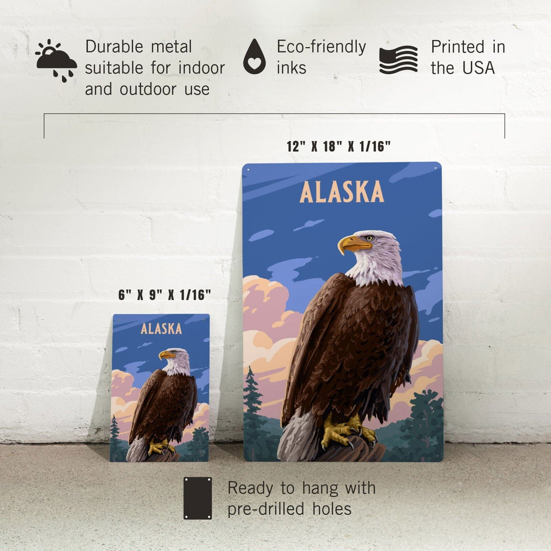 Alaska, Painterly, Bald Eagle, Metal Signs Metal Lantern Press 