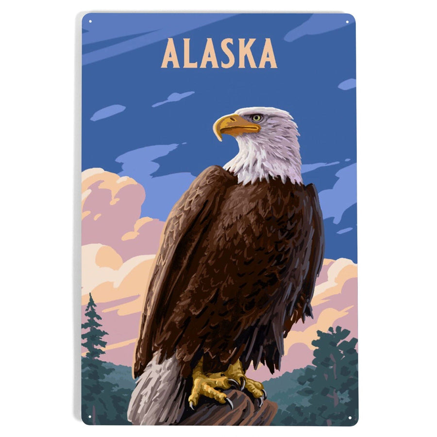 Alaska, Painterly, Bald Eagle, Metal Signs Metal Lantern Press 