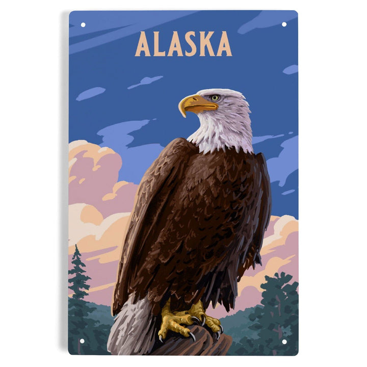 Alaska, Painterly, Bald Eagle, Metal Signs Metal Lantern Press 