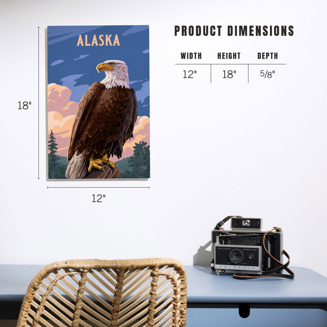 Alaska, Painterly, Bald Eagle, Wood Signs and Postcards Wood Lantern Press 