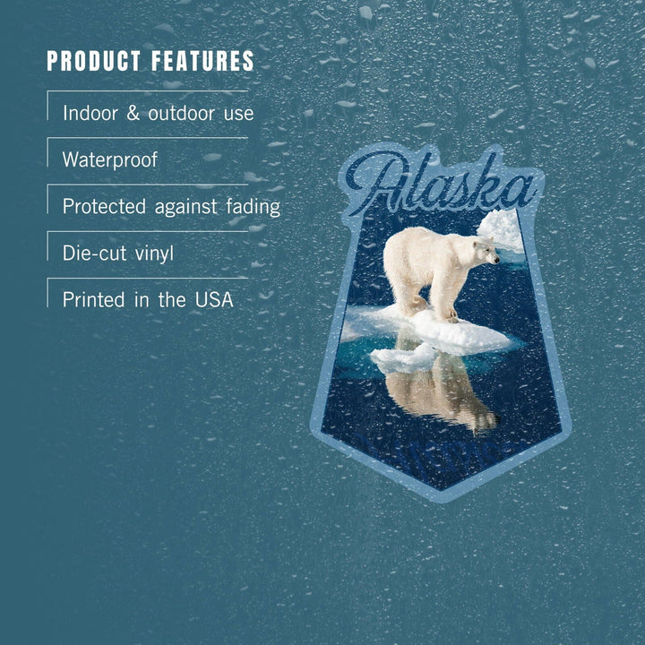 Alaska, Polar Bear and Reflection, Contour, Vinyl Sticker Sticker Lantern Press 