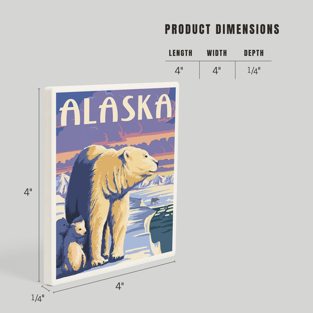 Alaska, Polar Bear at Sunrise, Coasters Coasters Lantern Press 