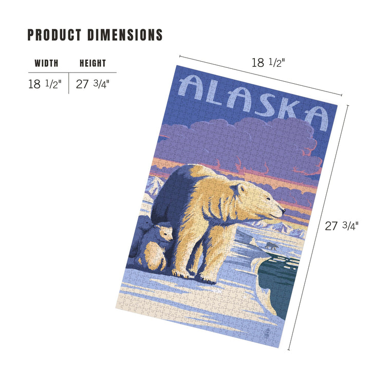 Alaska, Polar Bear at Sunrise, Jigsaw Puzzle Puzzle Lantern Press 