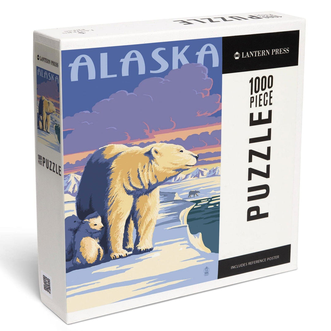 Alaska, Polar Bear at Sunrise, Jigsaw Puzzle Puzzle Lantern Press 