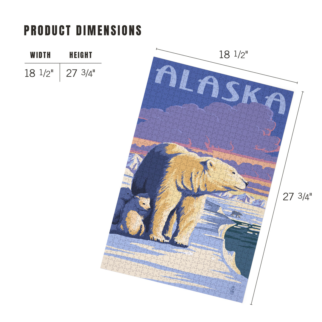 Alaska, Polar Bear at Sunrise, Jigsaw Puzzle Puzzle Lantern Press 