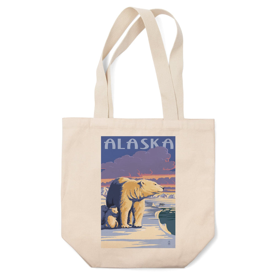 Alaska, Polar Bear at Sunrise, Lantern Press Artwork, Tote Bag Totes Lantern Press 
