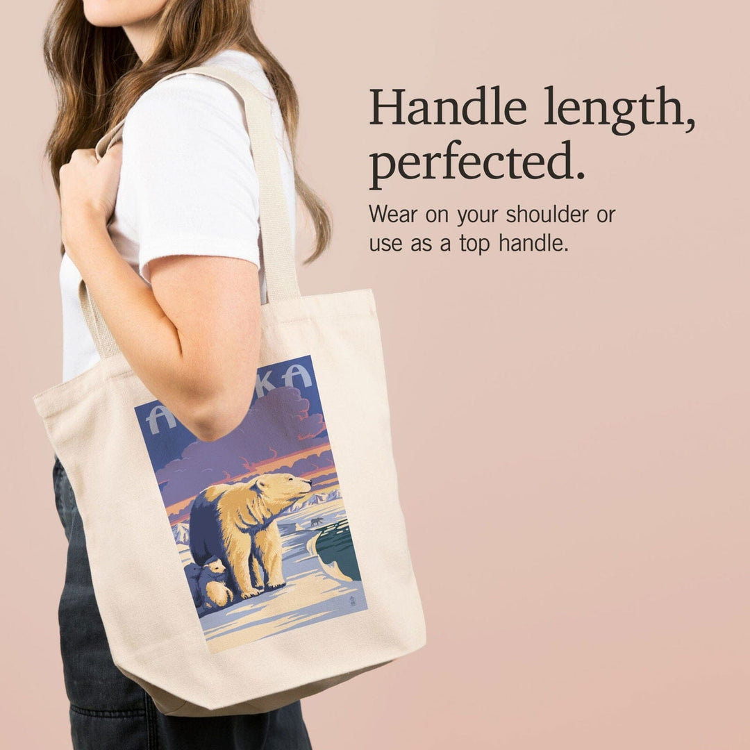 Alaska, Polar Bear at Sunrise, Lantern Press Artwork, Tote Bag Totes Lantern Press 