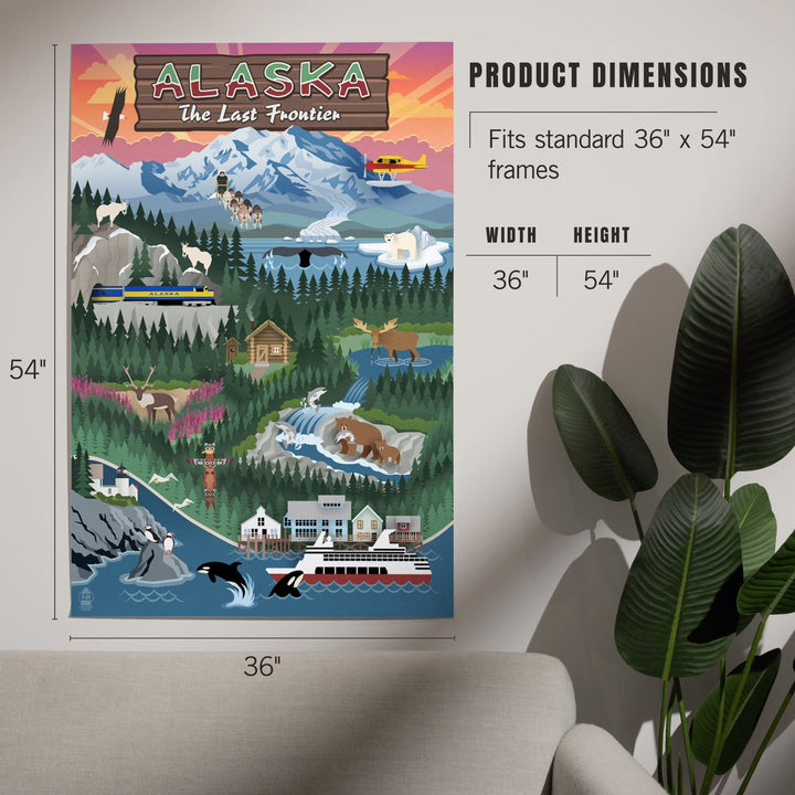 Alaska, Retro Scenes, Art & Giclee Prints Art Lantern Press 
