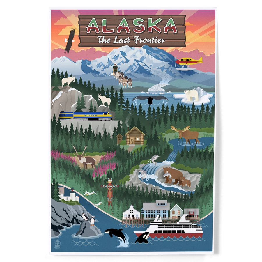 Alaska, Retro Scenes, Art & Giclee Prints Art Lantern Press 