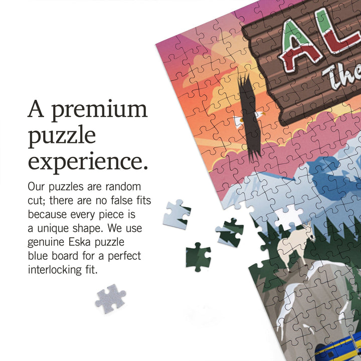 Alaska, Retro Scenes, Jigsaw Puzzle Puzzle Lantern Press 