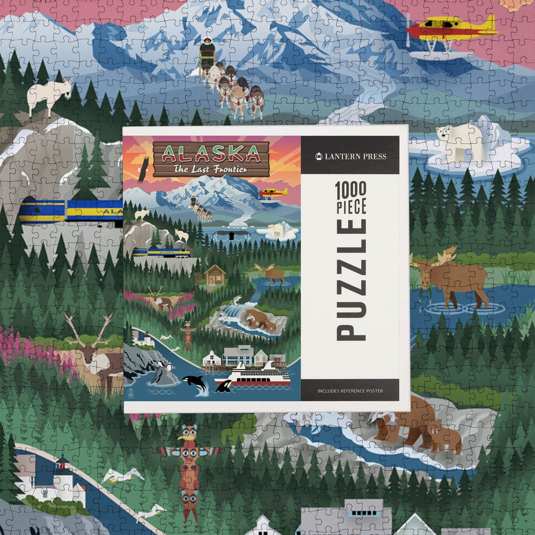 Alaska, Retro Scenes, Jigsaw Puzzle Puzzle Lantern Press 